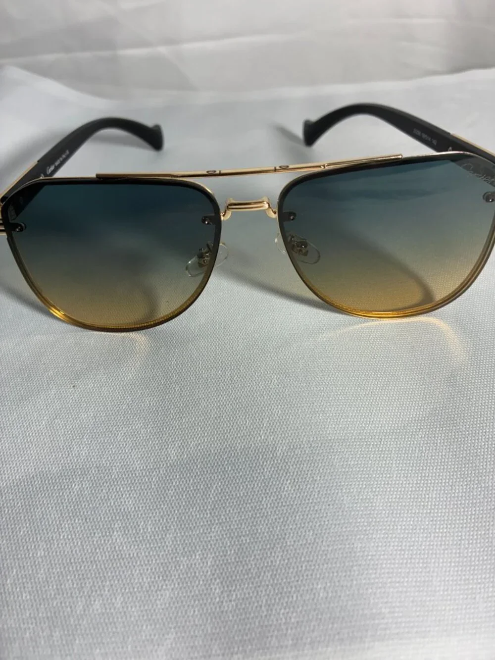 Cartier Santos Style Gold Aviator Sunglasses Gradient Lens Made in Italy